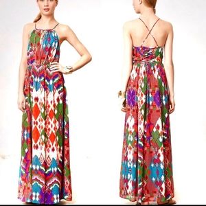 Maeve Multicolor Geometric Print Halter Maxi Dress